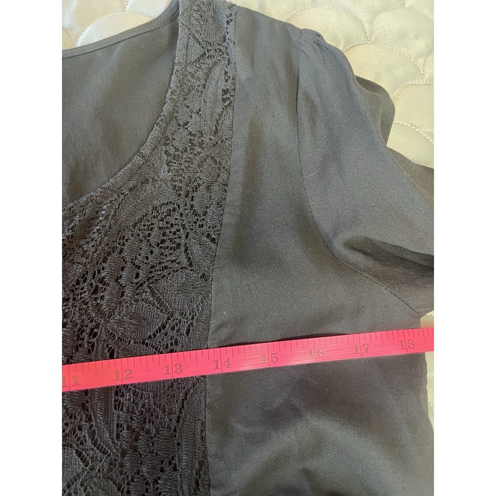 Hem & Thread Dress Sz M Peasant Tunic Embroidered Bell Sleeve Black Western - Picture 5 of 6